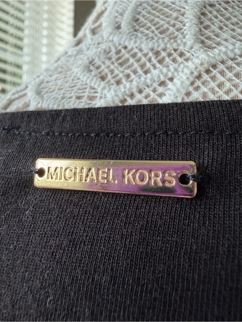 EUC Michael Kors Black Long-Sleeve Top with Gold Grommet Detail Size XL
